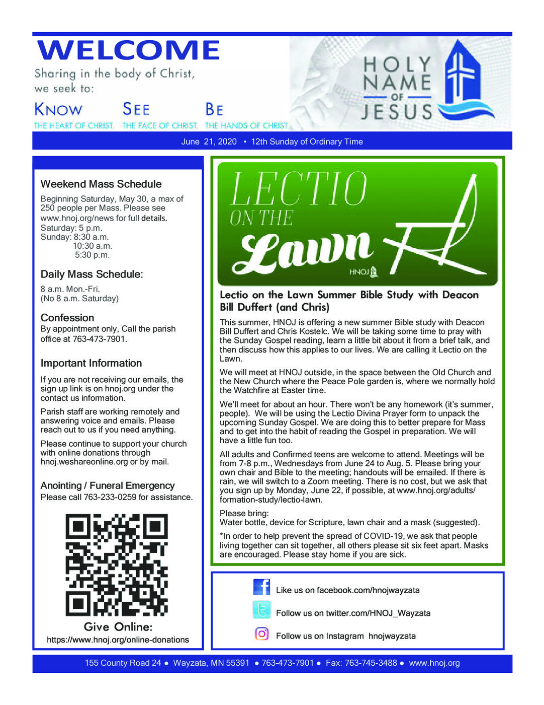 Sunday Bulletins Holy Name of Jesus