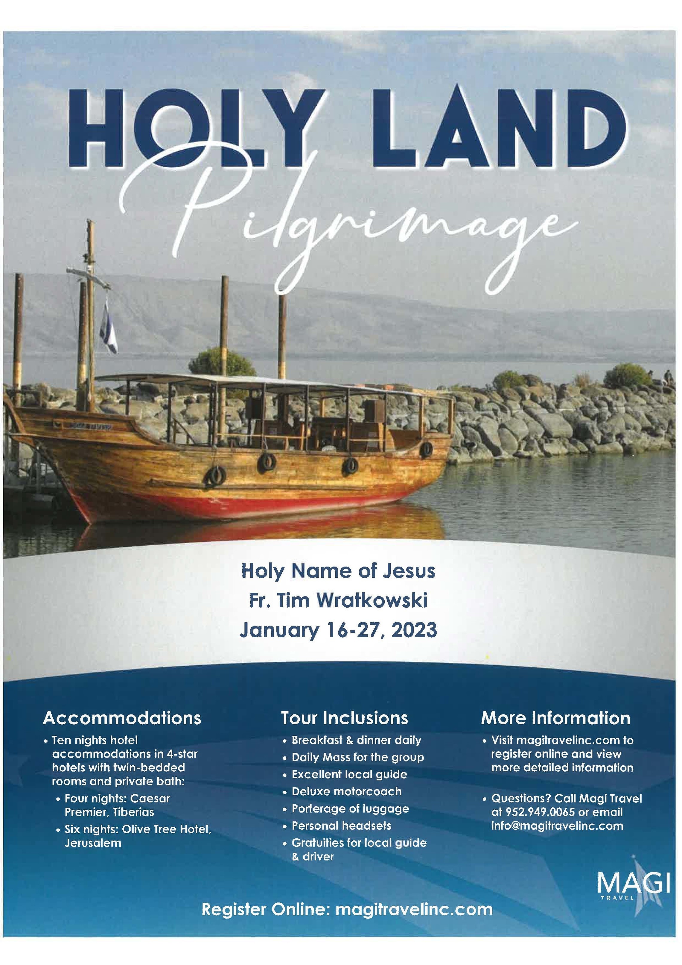 Holy Land Pilgrimage January *2023* Holy Name of Jesus