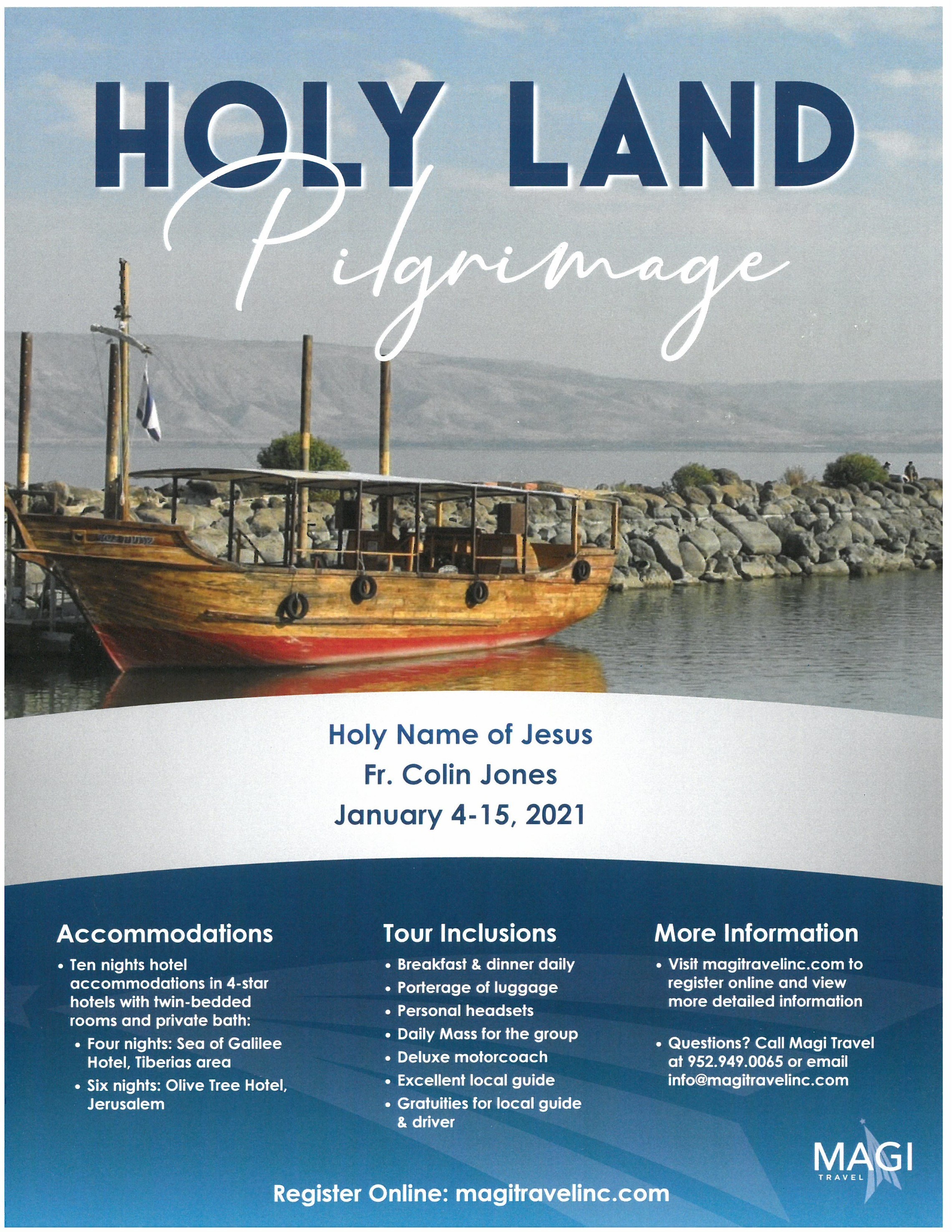 Holy Land Pilgrimage January 2021 Holy Name Of Jesus